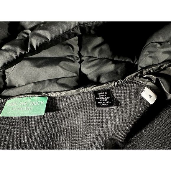 Save The Duck Women’s Sz 1X Plumtech Jacket Zip Quilted Half Puffer Black - Picture 9 of 10